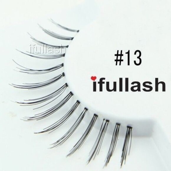 #13 Ifullash Natural12 Pairs One Dozen Human Hair Fake Flase Eyelashes - Picture 1 of 2